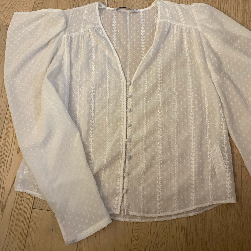 Zara Loose Shoulder Blouse, Size M